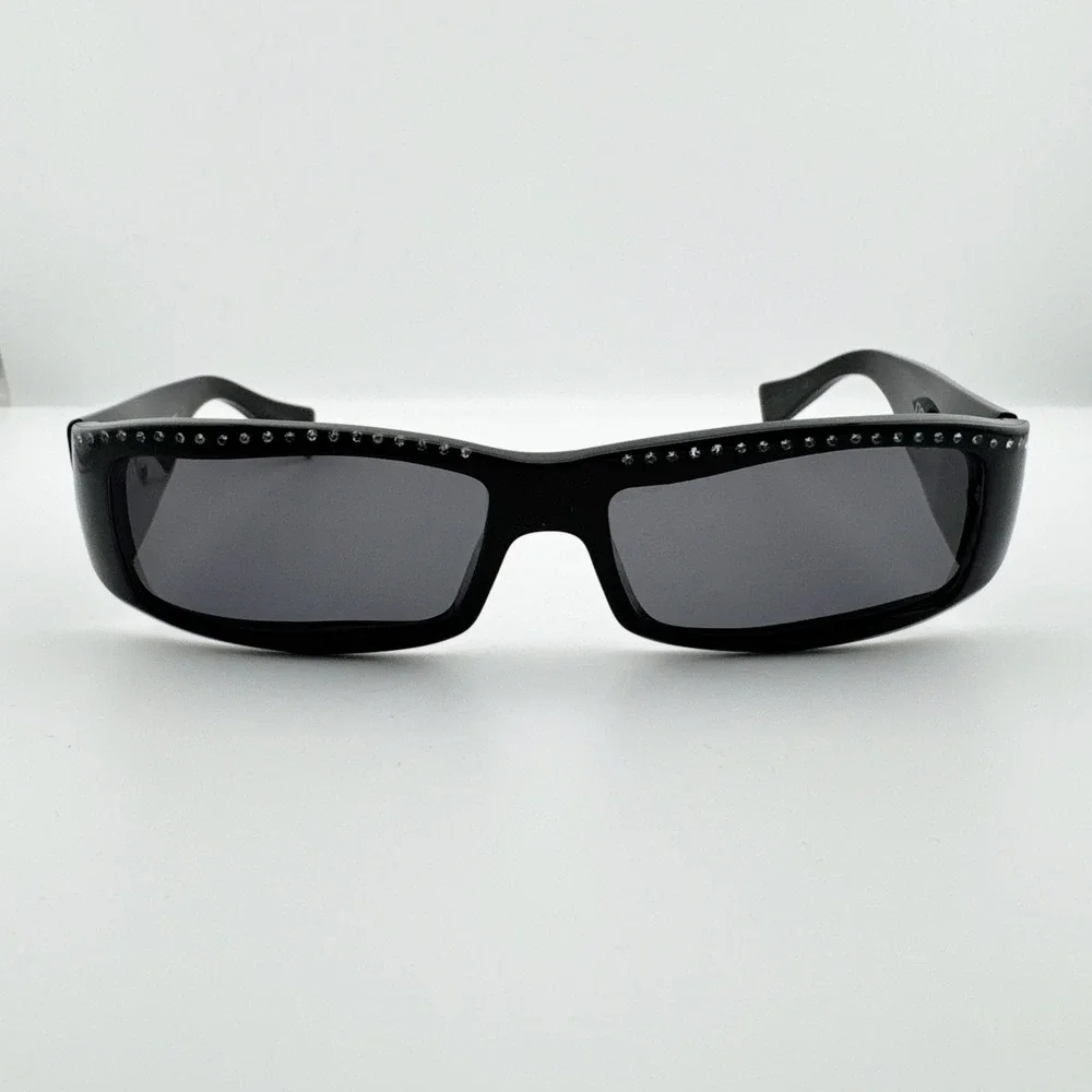 Alain Mikli Y2K‎ Rhinestone Rectangle Sunglasses Women Black Cat 3